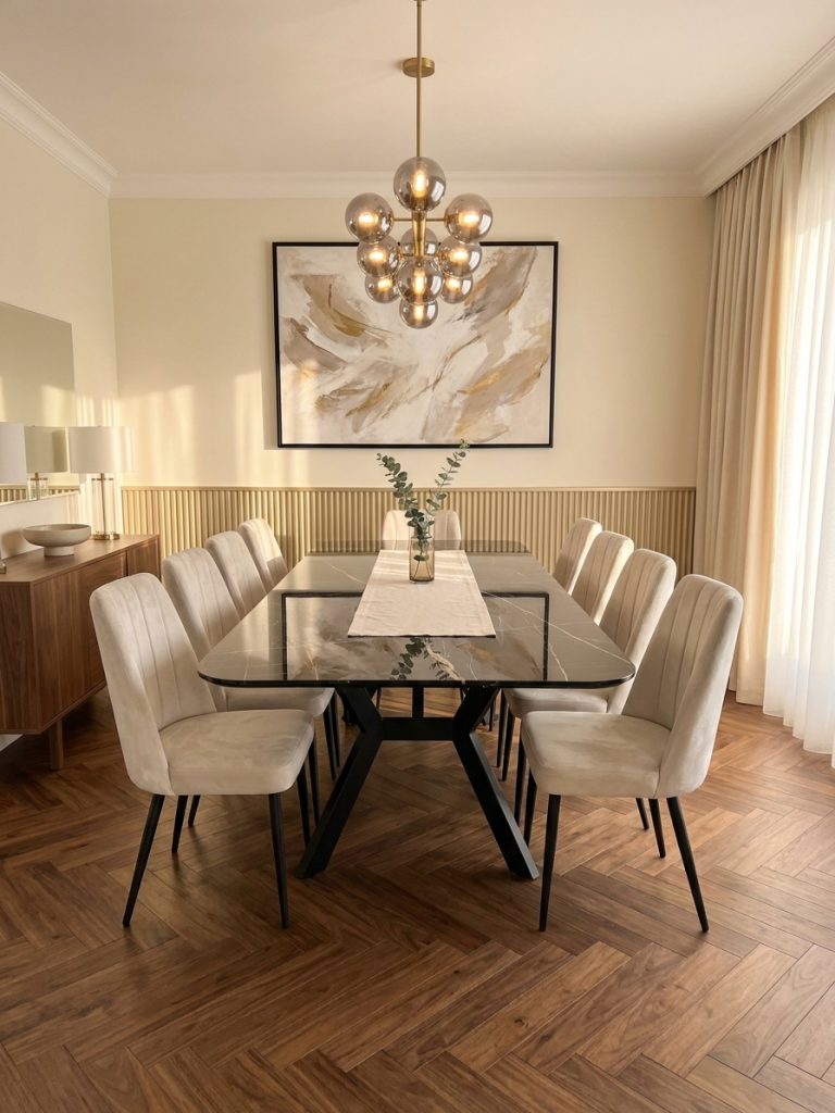 Set masa si 6 scaune Givastar in sufragerie moderna