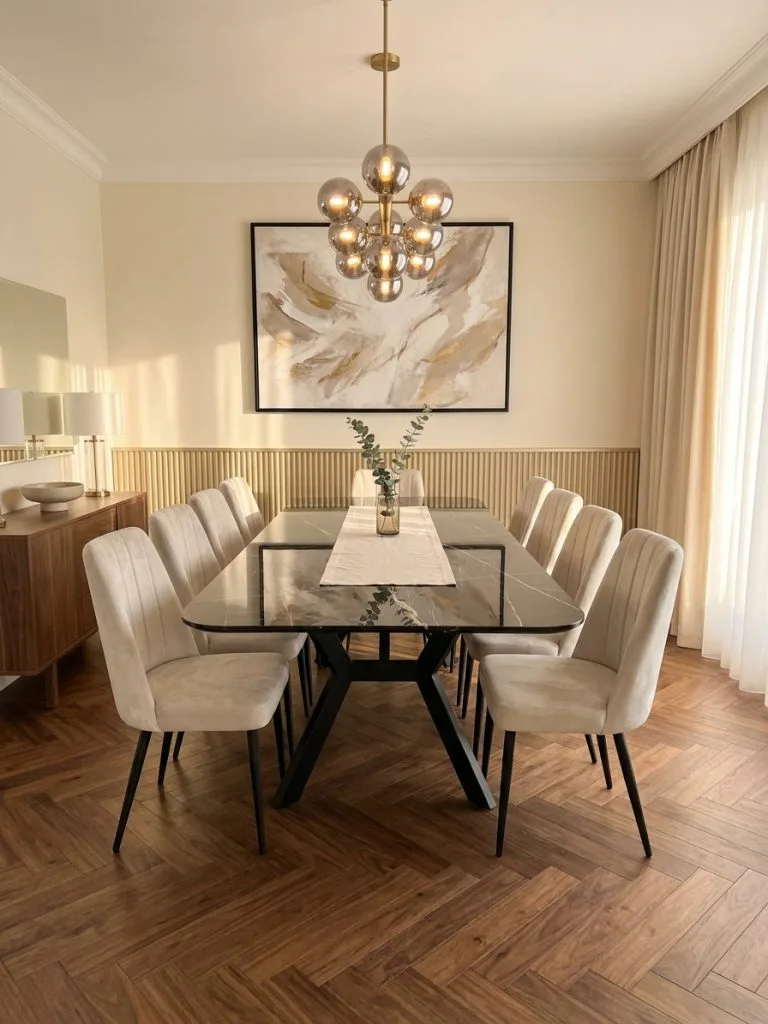 Set masa si 6 scaune Givastar in sufragerie moderna